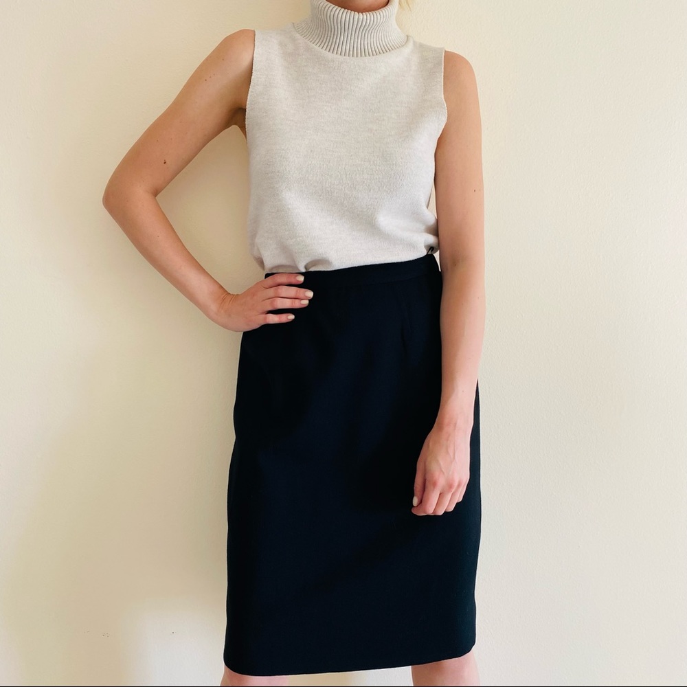Vintage 100% wool black pencil skirt